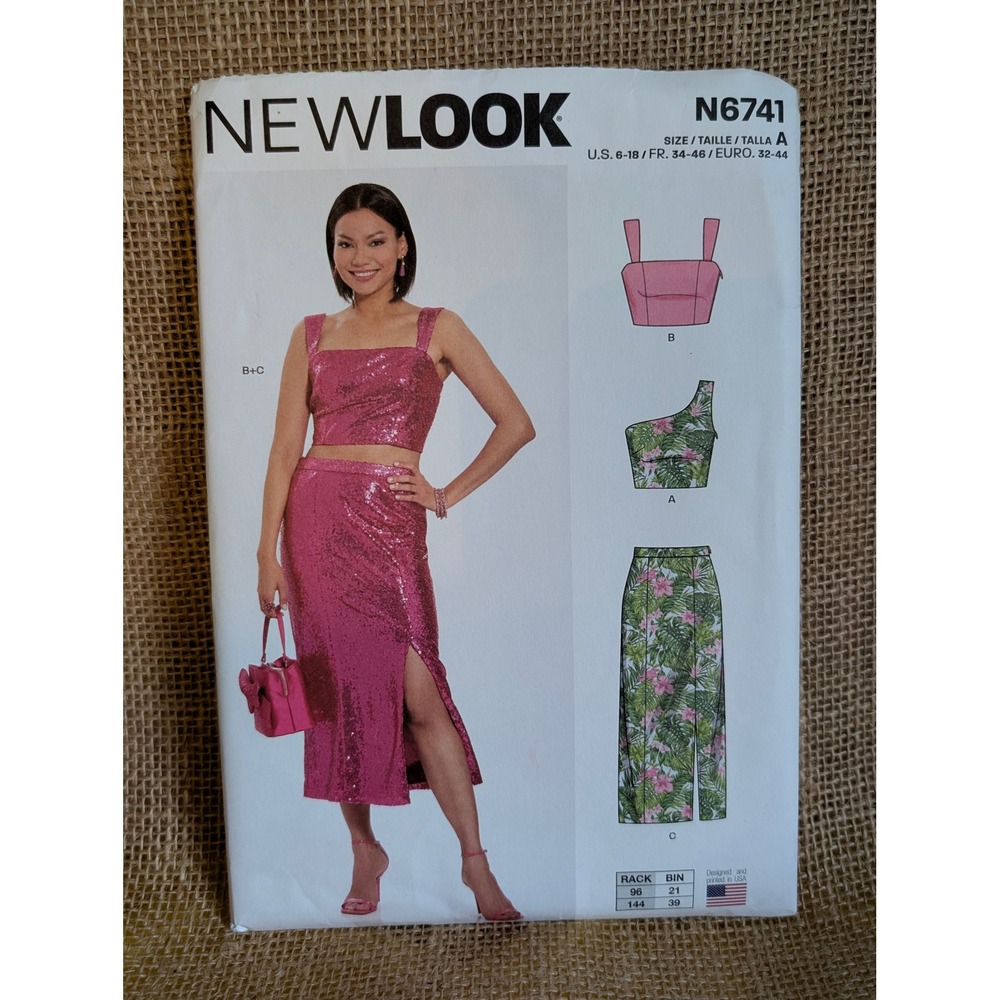 New Look N6741 Sewing Pattern Misses Two-Piece Crop Top Midi Skirt Size 6-18